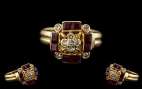 18ct Gold - Attractive Ruby and Diamond