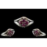 18ct White Gold - Attractive Ruby Set Dr