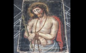 Antique Painting on Canvas of Christ Bef