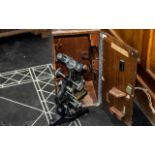 Vintage Microscope in Wooden Locking Cas