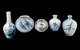 Five Small Royal Copenhagen Vases, compr