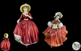 Two Royal Doulton Lady Figurines. comprising 'A Single Red Rose' HN 3376, depicting a lady in an