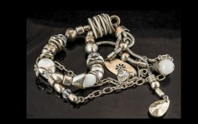 Large Vintage African White Metal Necklace, lovely statement piece, 34 inches (app,85cms) long (a/
