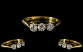 18ct Gold Diamond Ring, 3 Round Brilliant Cut Diamonds In Claw Settings, Fully Hallmarked,