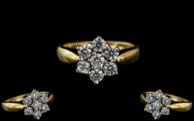 18ct Yellow Gold Superb Quality Diamond Set Cluster Ring - Flower head Setting.