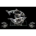 Swarovski - Stunning Cut Crystal Figurine ' Ocean of Friendship ' Soul Mates Pair of Large Dolphins,