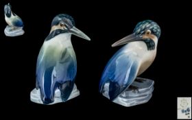 Bing and Grondahl Superb Quality Pair of Hand Painted Bird Figures ( 2 ) ' Kingfisher ' Number 1619.