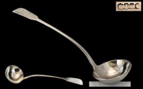 Irish 19th Century Superb Quality Sterling Silver Ladle of large proportion, 'Fiddleback' design.