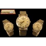 Longines - Automatic Gents 9ct Gold Wrist Watch with Attached 9ct Gold Mesh Bracelet.