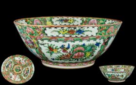Chinese 19th Century Canton - Famille Rose Large and Impressive Footed Bowl. c.1840. Decorated