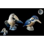 Royal Copenhagen - Fine Quality Pair of Hand Painted Porcelain Bird Figures.