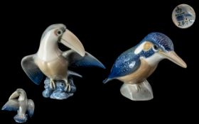 Royal Copenhagen - Fine Quality Pair of Hand Painted Porcelain Bird Figures.