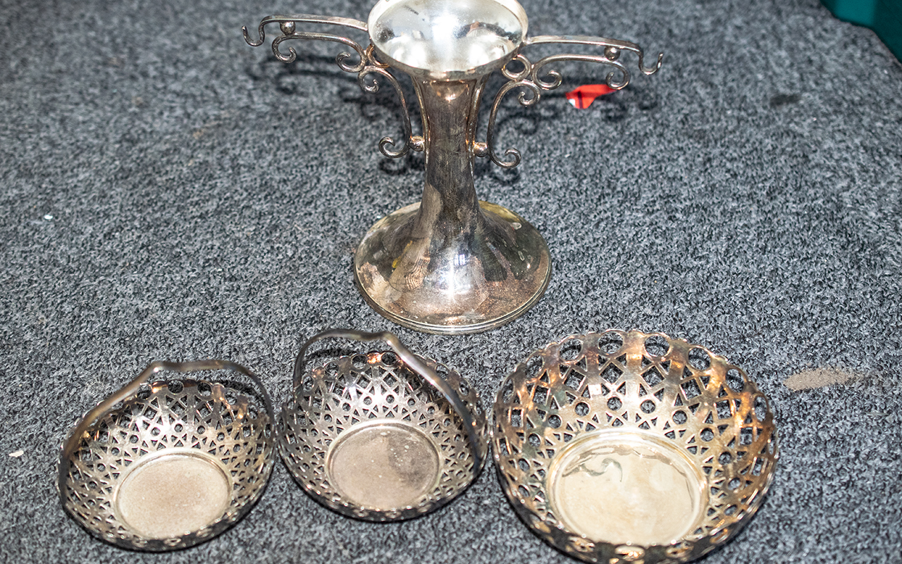 Quantity of Brass, Copper & Plated Ware Items, comprising a pair of plated ware vases, maker L & W, - Image 2 of 3
