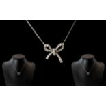 18ct White Gold Diamond Pendant And Chain,