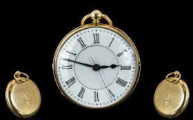 18ct Gold - Detached Lever Key-Wind Open Faced Pocket Watch. Serial No 21065. Stamped 18ct.