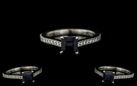 Platinum - Excellent Quality Sapphire and Diamond Set Dress Ring.