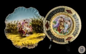 A Royal Vienna Style Cabinet Plate, depicting four muses in a garden setting, diameter 8.
