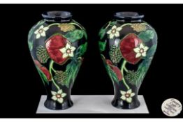 Country Craft Collection Pair of Tubelined Floral Vases. Designed In England by Rowe. Date 2003.