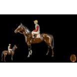 Beswick Hand Painted Horse and Jockey Standing - Horse and Jockey, Model No 1862. Designer A.