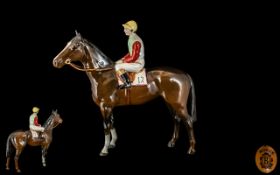 Beswick Hand Painted Horse and Jockey Standing - Horse and Jockey, Model No 1862. Designer A.