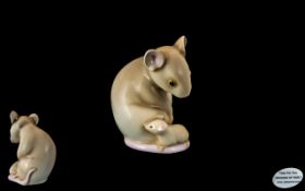 Royal Worcester Small Handpainted Figure Time for You, Snuggle Up Tight Mother and Baby Mouse,