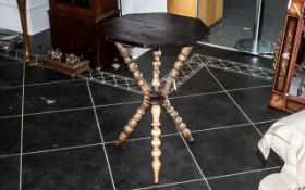 Antique Oak Side Table of Octagonal shape, raised on tripod barley twist legs.