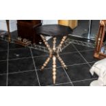 Antique Oak Side Table of Octagonal shape, raised on tripod barley twist legs.