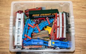 Box of Vintage Die Cast Models, mostly Dinky, including fire engines, advertising vehicles,