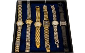 A Good Collection of Ladies Fashion Watches, six in total, some diamond set, and copy watches,