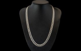 A Vintage Sterling Silver Curb Necklace of Solid Construction. Fully Hallmarked for 925, Good Clasp.