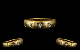 18ct Gold Diamond Set Gypsy Ring, Fully Hallmarked, Gross Weight 2.8g Ring Size O.