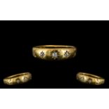 18ct Gold Diamond Set Gypsy Ring, Fully Hallmarked, Gross Weight 2.8g Ring Size O.