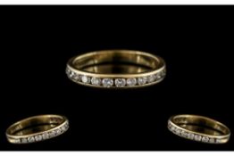 Ladies 14ct Gold - Attractive / Petite Diamond Set Half Eternity Ring. Marked 14ct to Interior of