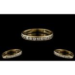 Ladies 14ct Gold - Attractive / Petite Diamond Set Half Eternity Ring. Marked 14ct to Interior of