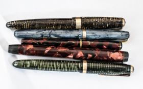 Collection of 14ct Gold Nib Fountain Pens, To Includes 3 Parkers & 1 Waterman.