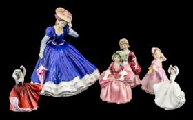 Royal Doulton Female Figures ( 6 ) In Total. Comprises 1/ Large Figure of the Year ' Mary ' 9 Inches