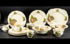 Alfred Meakin 'Country Cottages' Dinner/Tea Service, comprises six large dinner plates, 6 small