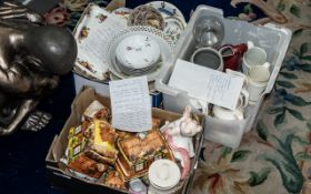 Large Quantity of Pottery & Porcelain Collectibles, including a pig teapot,