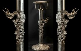 Large Silver Plate Chinese Ice Bucket Stand.