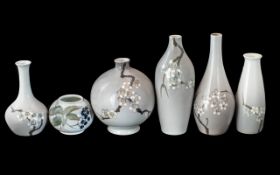 Collection of Bing & Grondahl Porcelain Vases, comprising a collection decorated with Apple Blossom,