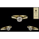 18ct Gold - Nice Quality Single Stone Diamond Set Ring, 6 Claw Head Setting, Full Hallmark for
