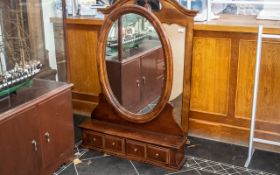 Large Modern Oversized Toilet/Dressing Table Mirror, oval form, base with two drawers.