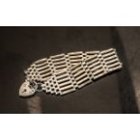 Large Silver Gate Bracelet large wide deco style gate bracelet with heart shaped clasp,