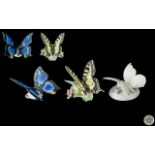Rosenthal Fine Quality Trio of Hand Painted Porcelain Butterfly Figures.