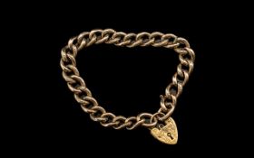 Victorian 9ct Rose Gold Hollow Curb Bracelet every other link with engraved decoration,