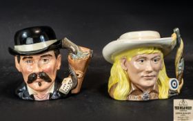 Royal Doulton Pair of ' The Wild West ' Collection - Hand Painted Character Jugs.