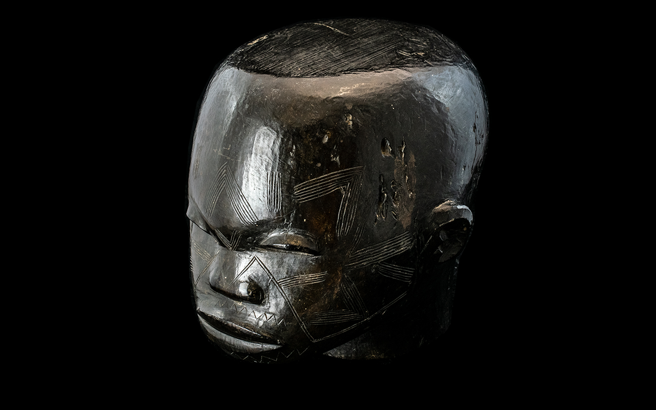 Wooden Carved African Head,