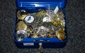 A Quantity of Mostly Modern Pocket Watches and Chains approximately 50 and manual winds.