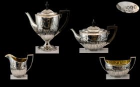 Victorian Period Superb Quality Sterling Silver Four Piece Tea & Coffee Service,