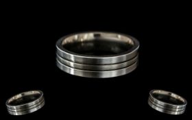 Titanium and Platinum Wedding Band by Muster, inverted D Section with two grooves.